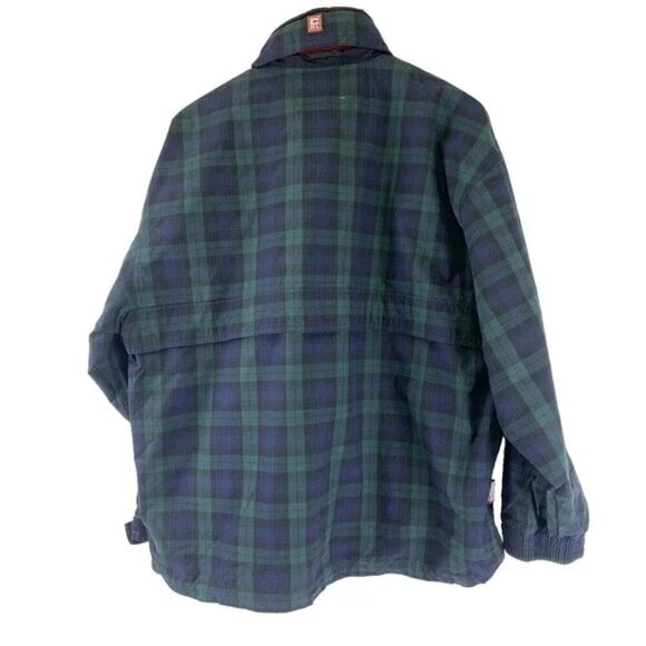 Chaps Ralph Lauren  Plaid Pullover Jacket Hood Green Quarter Zip Pocket Men's M - Picture 8 of 13